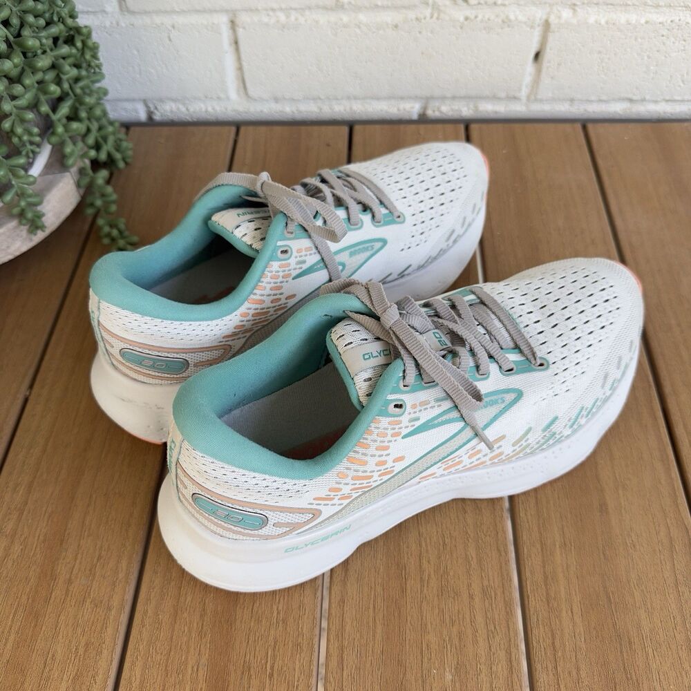 Brooks Glycerin 20 Women’s Size 10 Wide D Running Shoes Gray Teal Coral